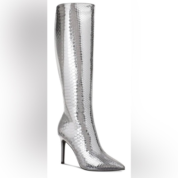 INC International Concepts Shoes - INC International Concepts Rajelp Silver Snake Knee High Boots - Size 7.5 (NIB)